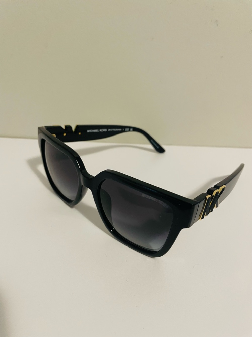 Michael Kors Black Square Sunglasses with Gold Accent Temples